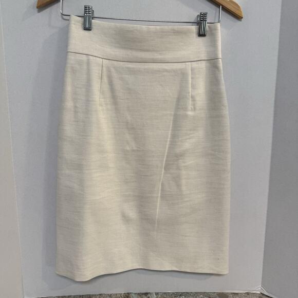 ANTONIO MELANI Dresses & Skirts - Antonio Melani Ivory Mid Pencil Skirt Size 4‎ Linen Blend Lined Back Slit Summer